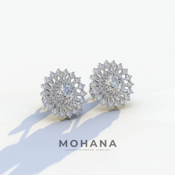 1 Carat Lab Grown Diamond Stud Earrings – Round Cut Halo alternate view