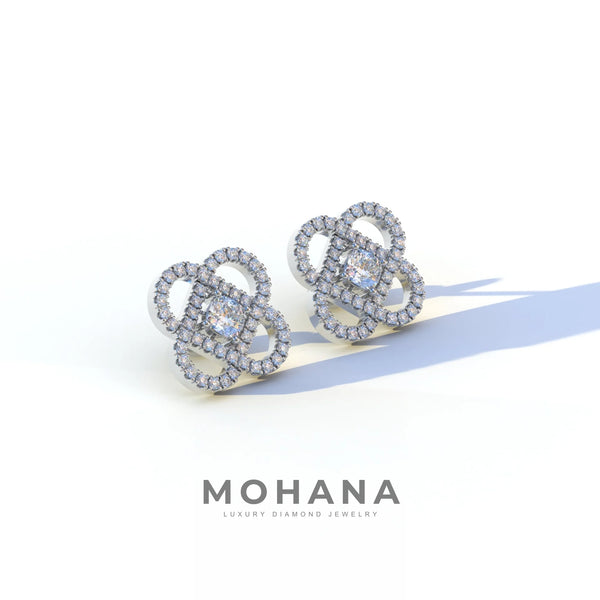 1 Carat Lab Grown Diamond Stud Earrings – Round Cut Halo | Hanri Daussi alternate view