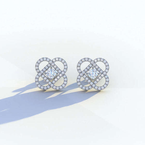 1 Carat Lab Grown Diamond Stud Earrings – Round Cut Halo | Hanri Daussi