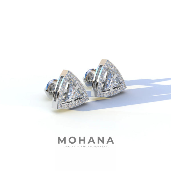 1 Carat Lab Grown Diamond Stud Earrings – Round Cut Halo | Trinity alternate view