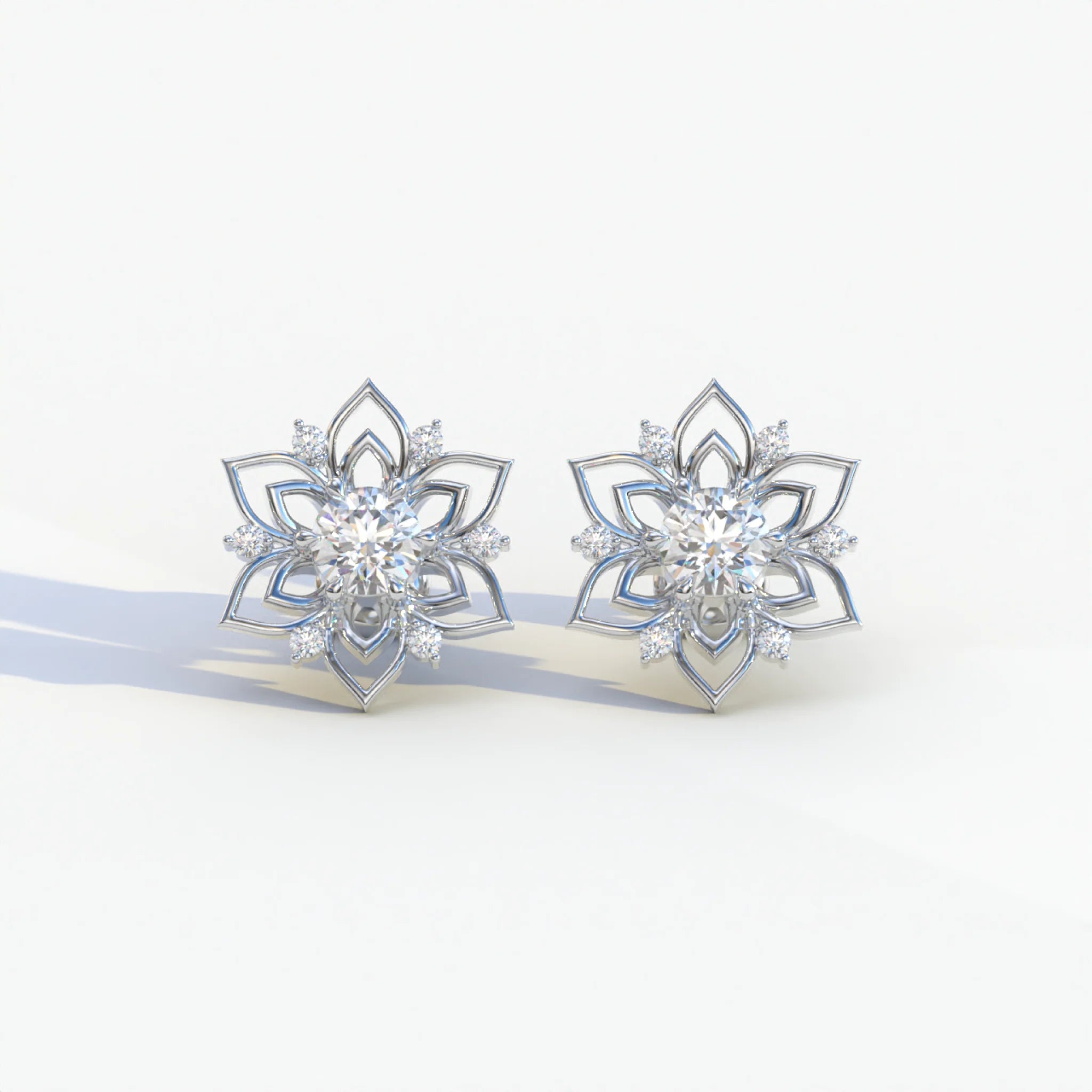Daffodil - Colorless Round Cut Diamond Earrings| Beautiful Claw Prong Setting | Certified - 1 Carat Tw. Lab Diamond