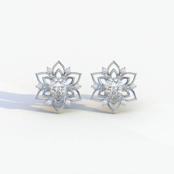 1 Carat Lab Grown Diamond Stud Earrings – Round Cut Halo