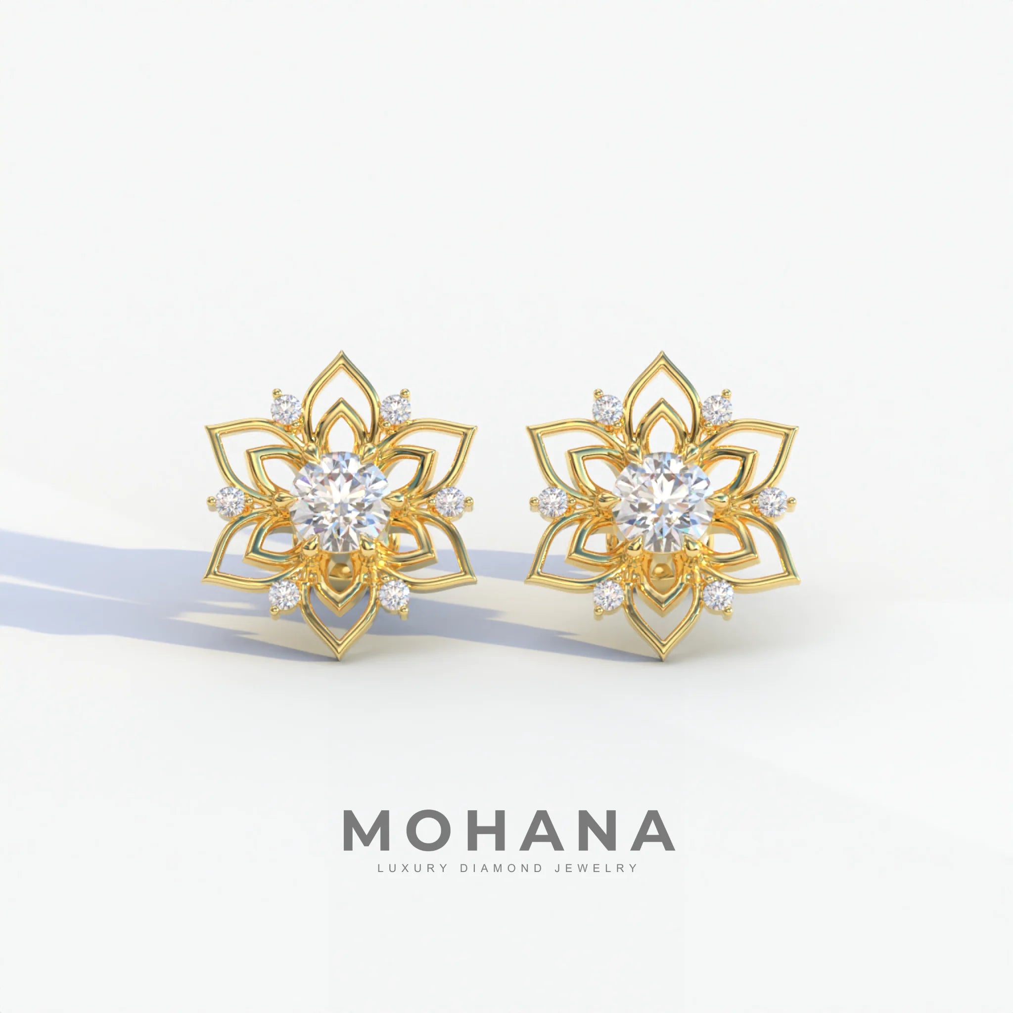 Daffodil - Colorless Round Cut Diamond Earrings| Beautiful Claw Prong Setting | Certified - 1 Carat Tw. Lab Diamond