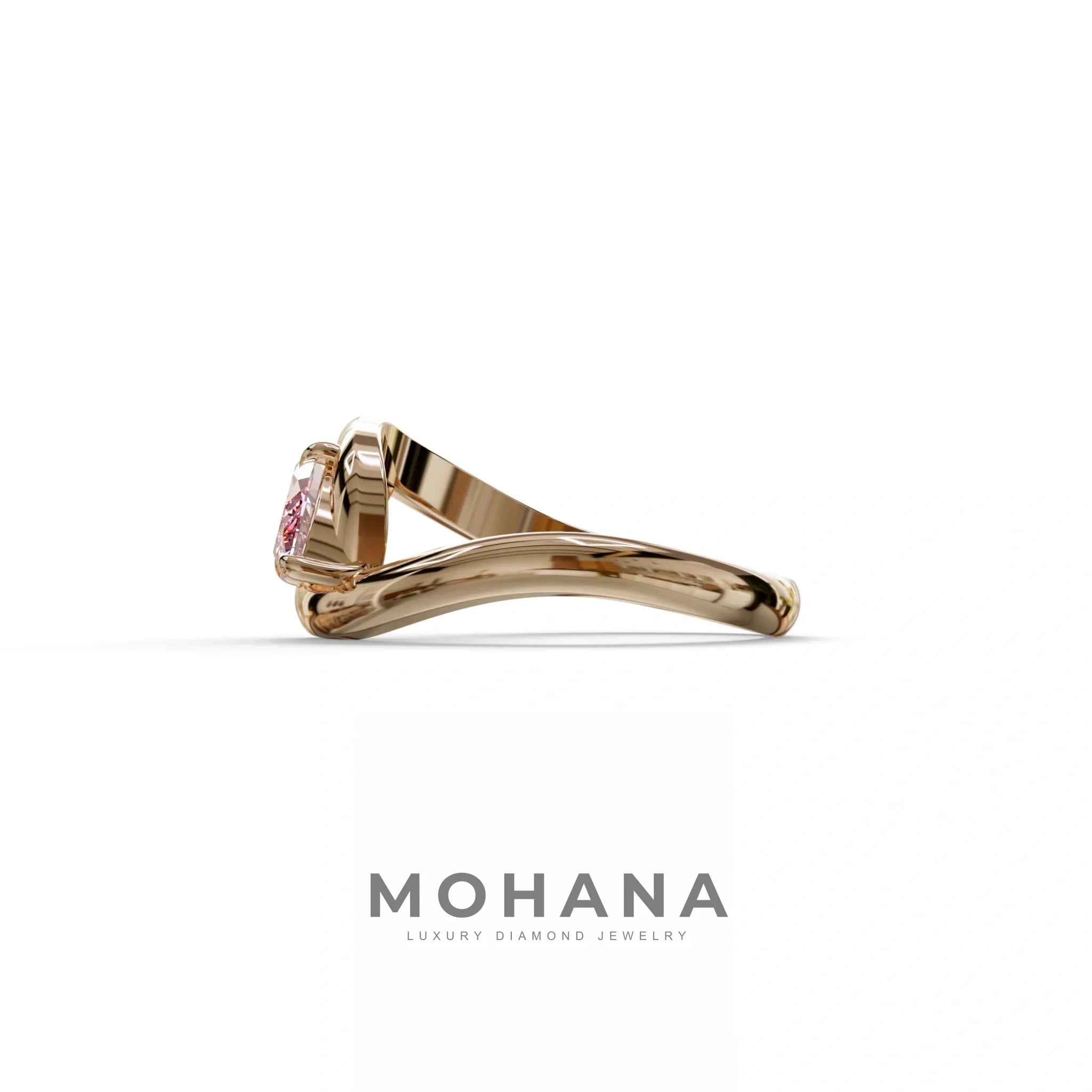 1 Carat Pink Color Marquise Cut Lab Diamond Engagement Ring - Virgo