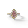 1 Carat Pink Marquise Halo Pave Lab Grown Diamond Ring - Luxe - 10K Solid Gold / Yellow Gold