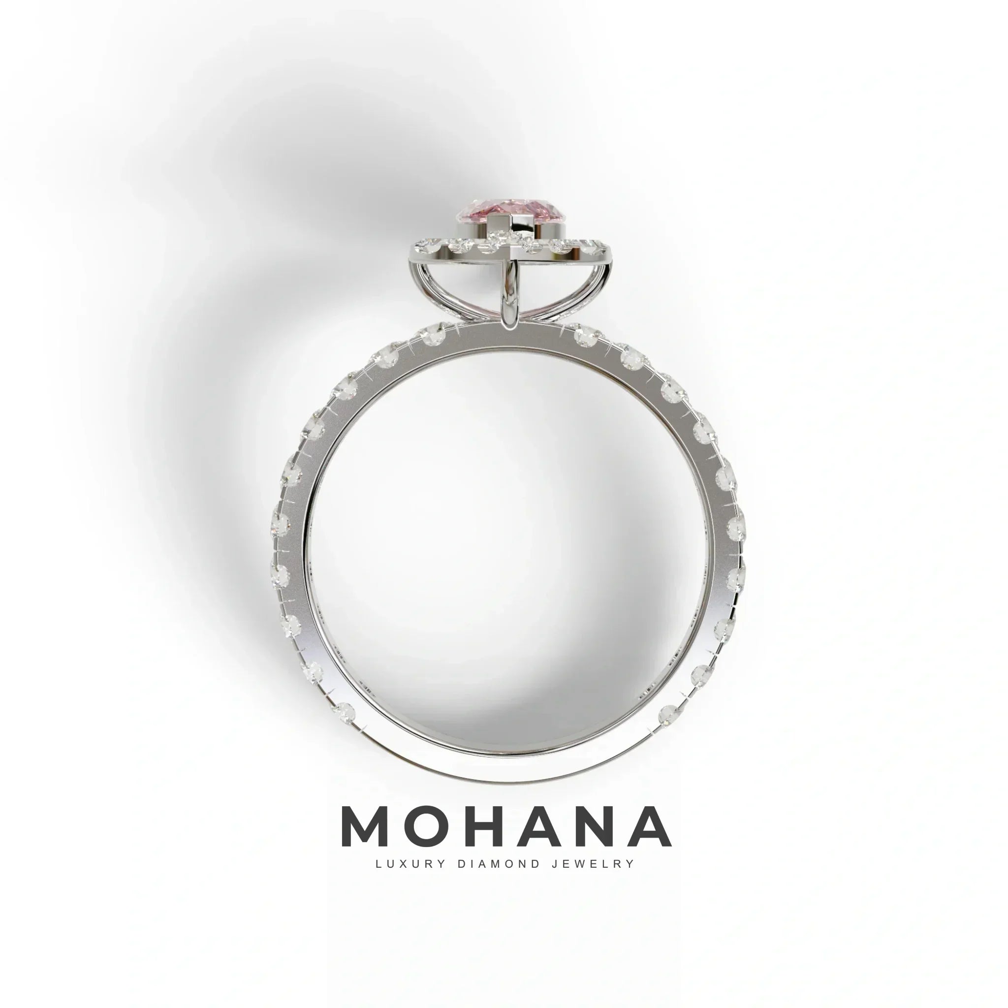 1 Carat Pink Marquise Halo Pave Lab Grown Diamond Ring - Luxe