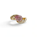 1 Carat Pink Pear Cut Unique Lab Grown Diamond Ring - Capricorn - 10K Solid Gold / Yellow Gold