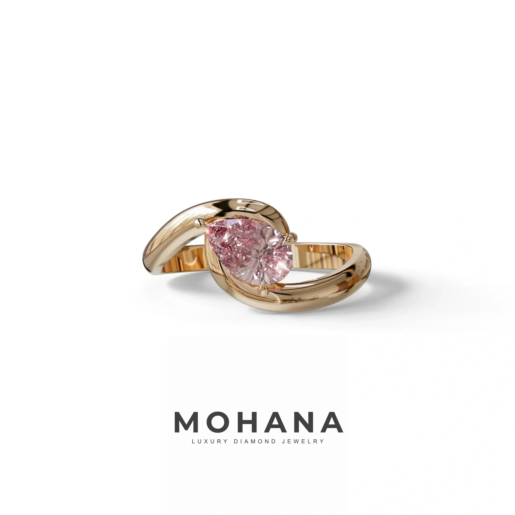 1 Carat Pink Pear Cut Solitaire Lab Grown Diamond Ring - Maniya - 10K Solid Gold / Rose Gold
