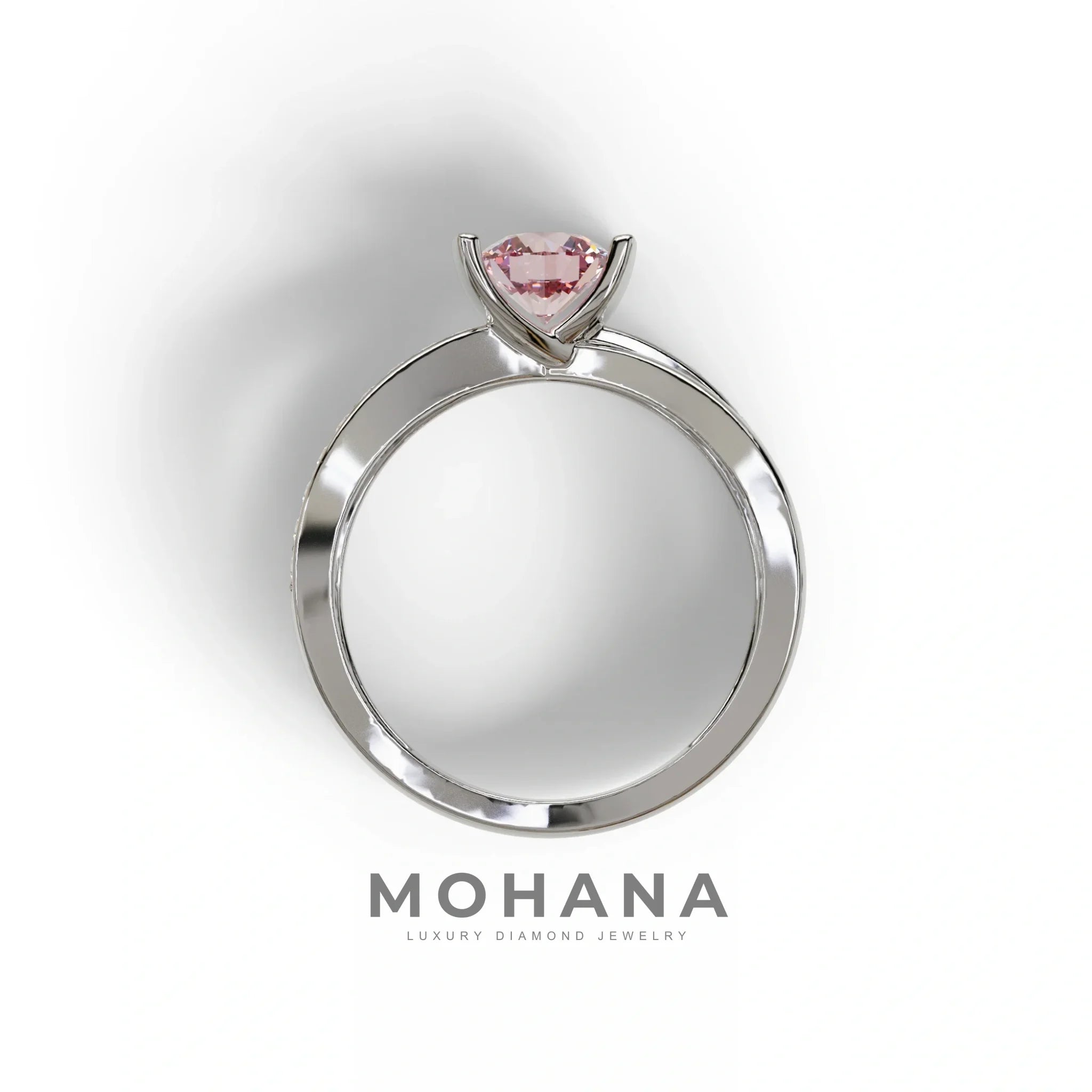 1 Carat Pink Round Cut Lab Diamond Crossover Ring Pave Setting - Lisa