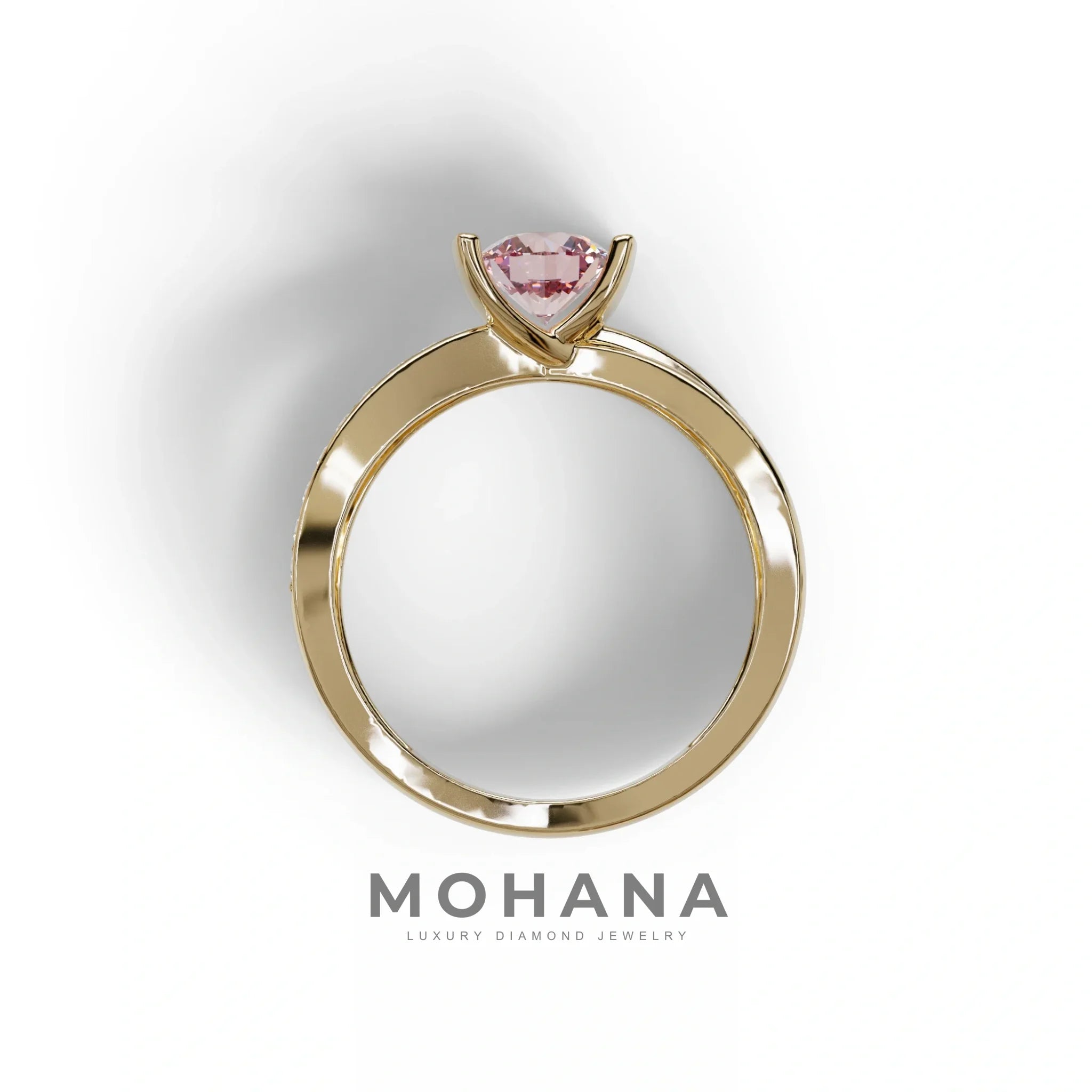 1 Carat Pink Round Cut Lab Diamond Crossover Ring Pave Setting - Lisa