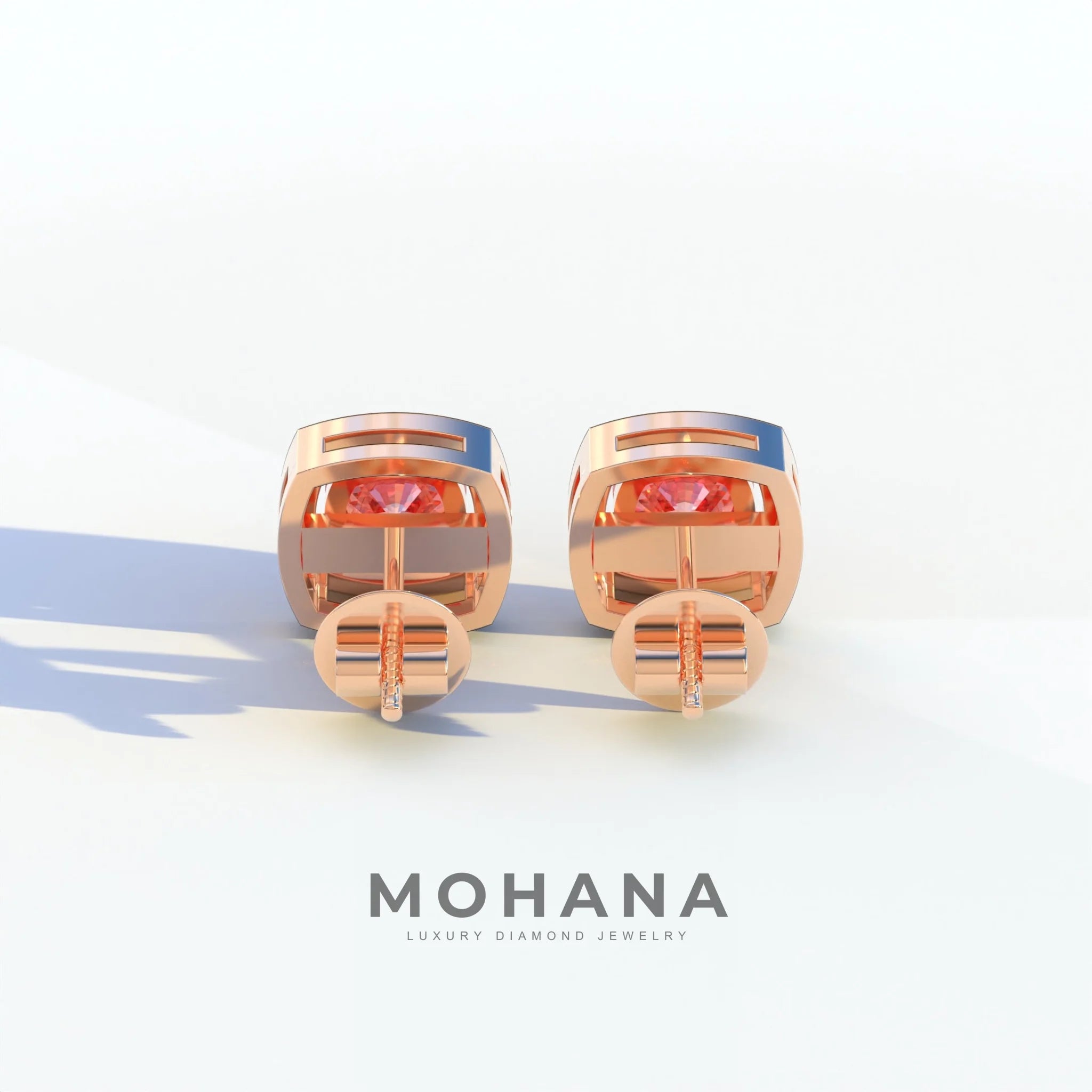 Kiara - Cushion Cut Pink Diamond Stud Earrings | Halo Earring Setting