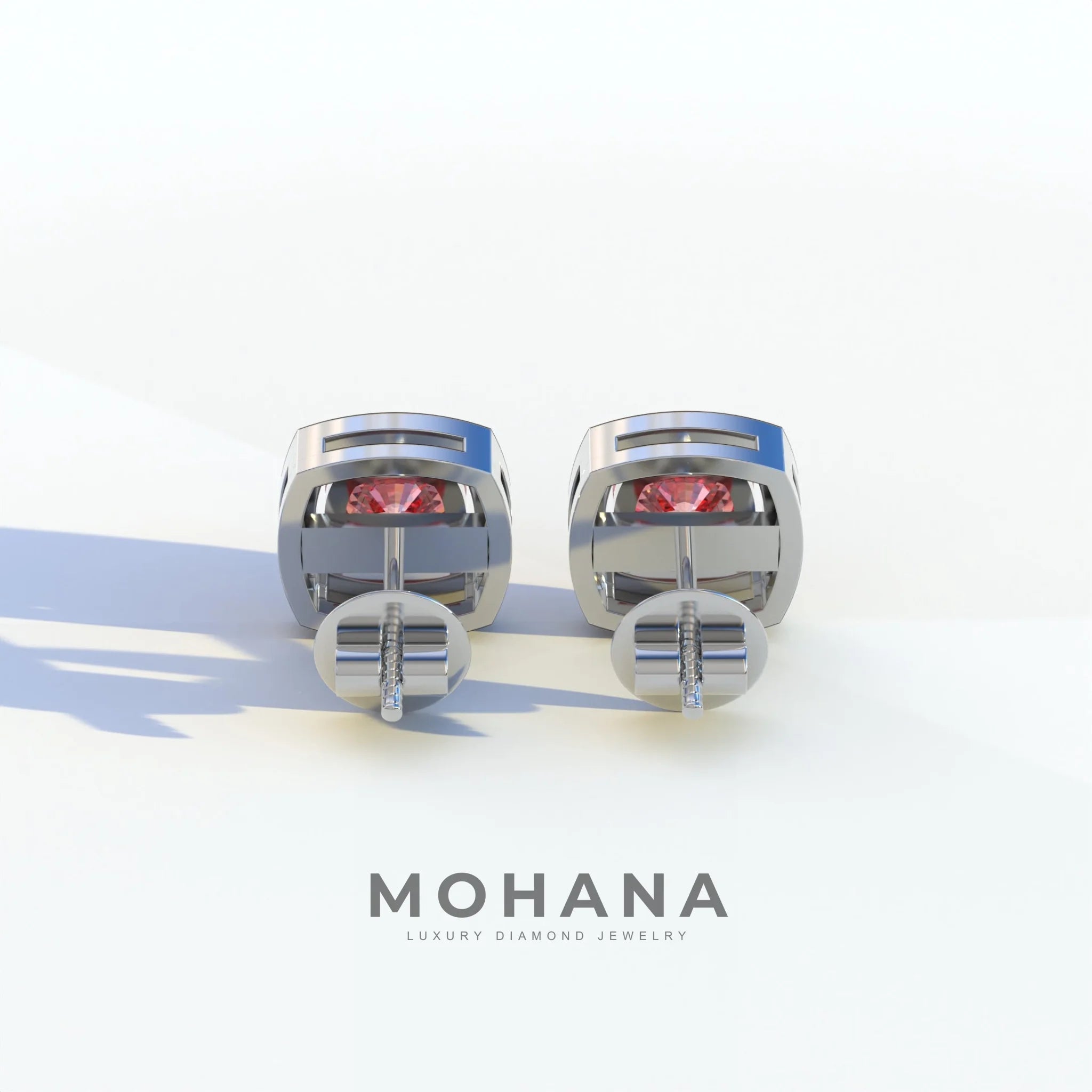 Kiara - Cushion Cut Pink Diamond Stud Earrings | Halo Earring Setting