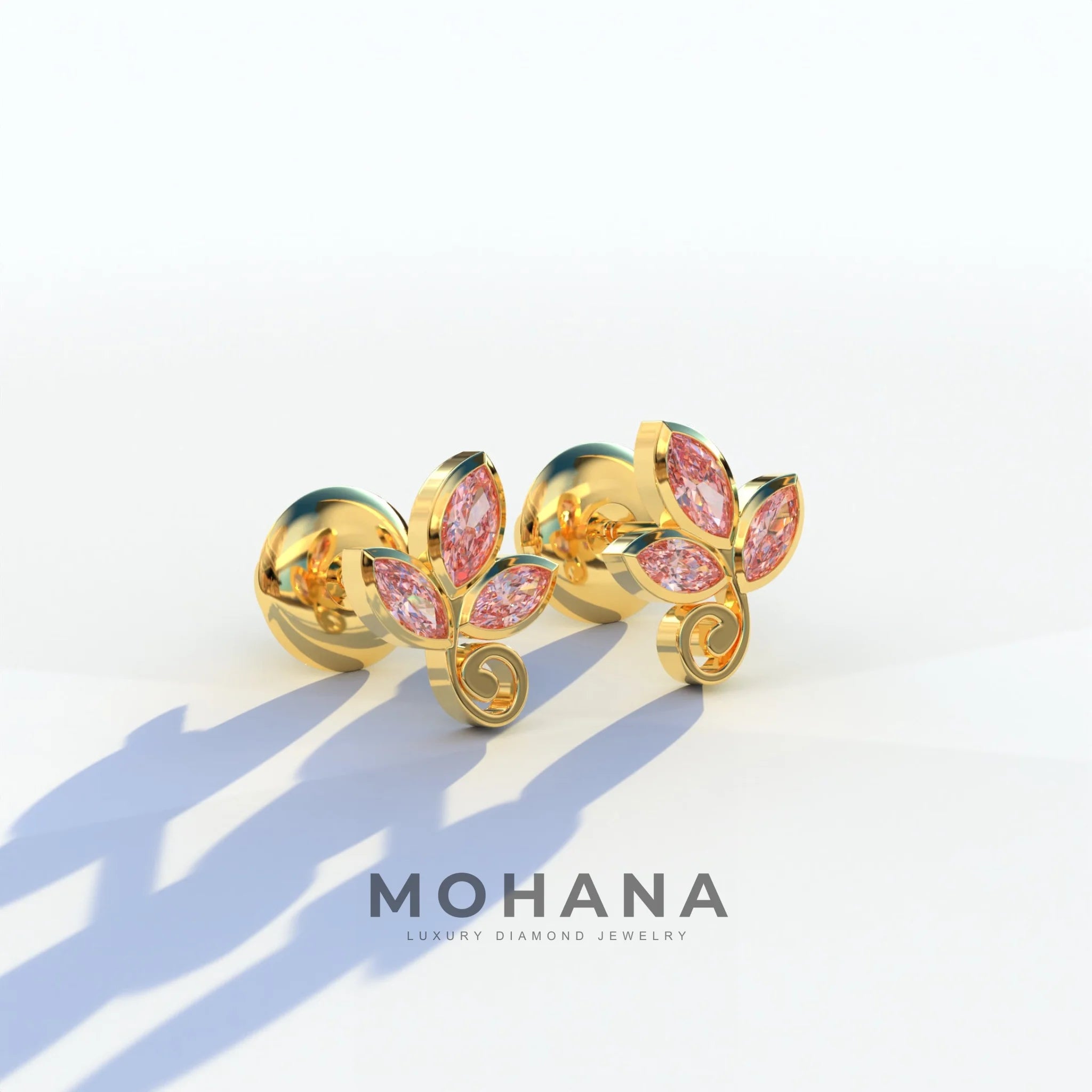Le Petite - Marquise Pink Lab Diamond Stud Earrings | Attractive Bezel Setting