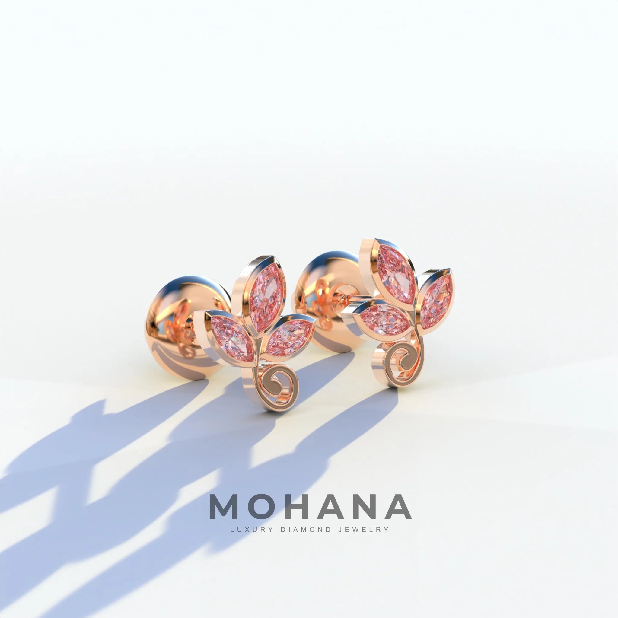 Le Petite - Marquise Pink Lab Diamond Stud Earrings | Attractive Bezel Setting