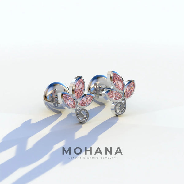 1 Carat Pink Lab Grown Diamond Stud Earrings – Marquise Cut Bezel alternate view