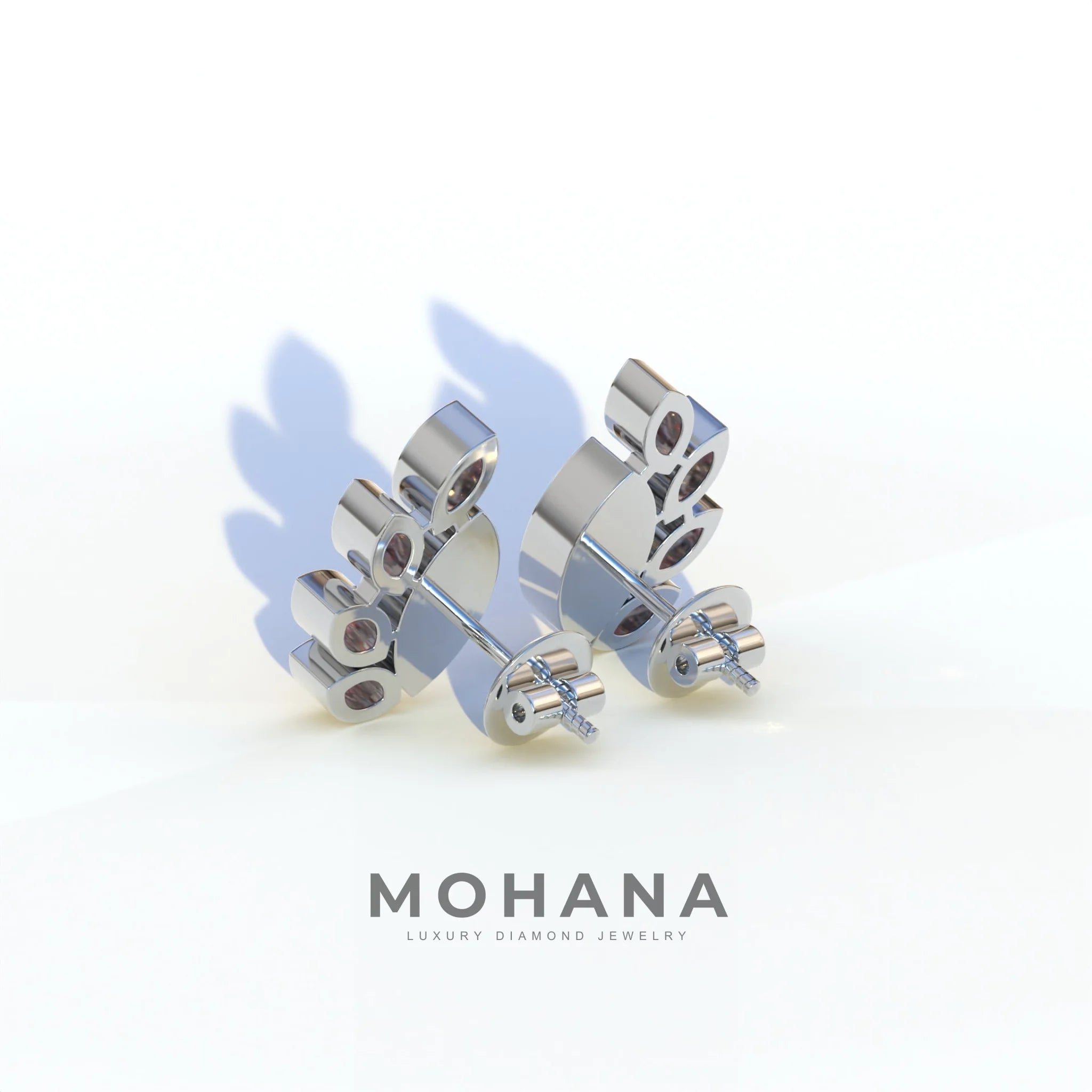 Pink Marquise Cut Lab Diamond Stud Earrings | Stunning Bezel Setting - Gardenia Cluster