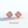 Pink Round Cut Lab Diamond Stud Earrings | Cluster Setting - Rae Brilliance - 10K Solid Gold / Rose Gold