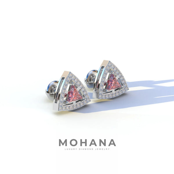 1 Carat Pink Lab Grown Diamond Stud Earrings – Round Cut Halo | Trinity alternate view