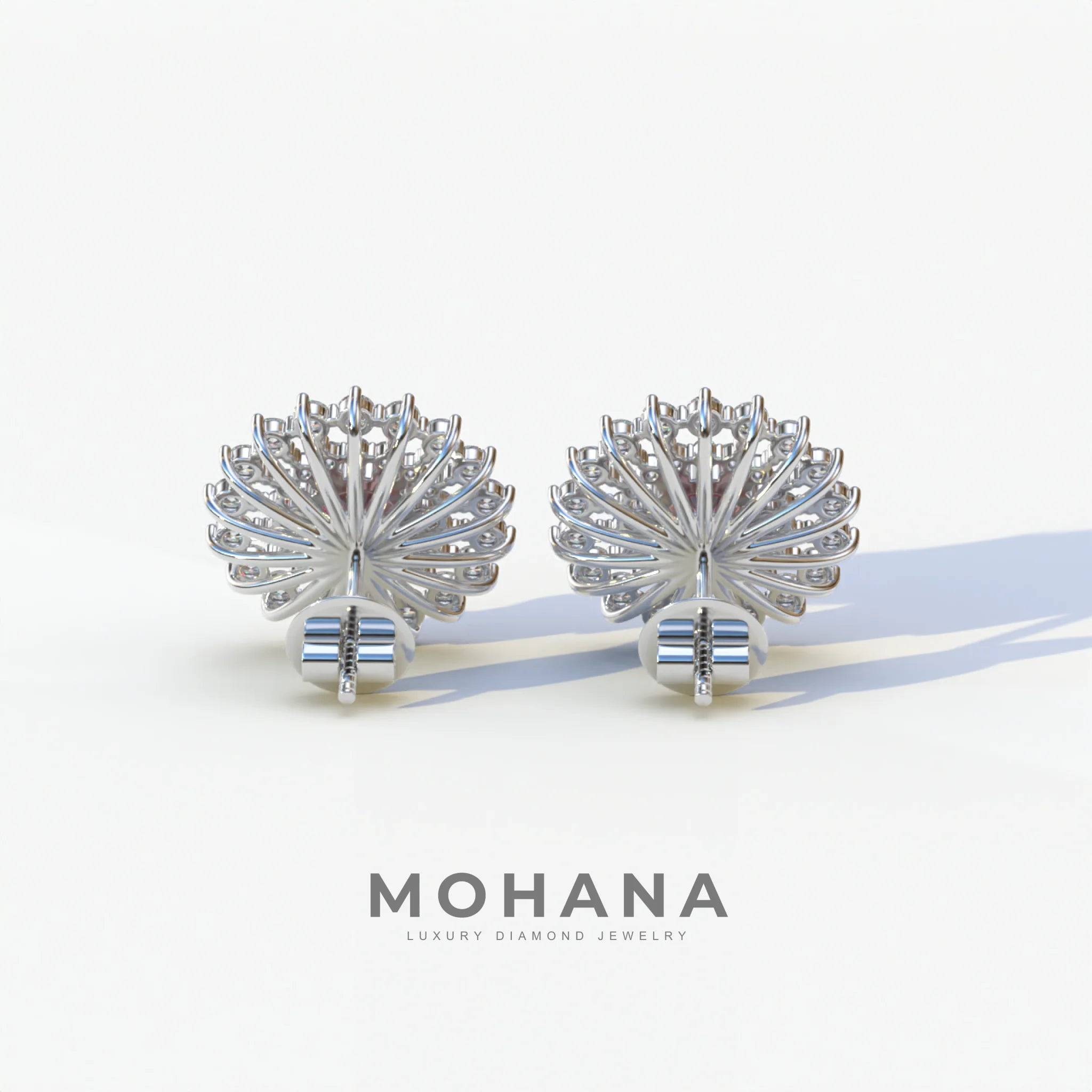 Aster - Pink Color Round Diamond Stud Earrings