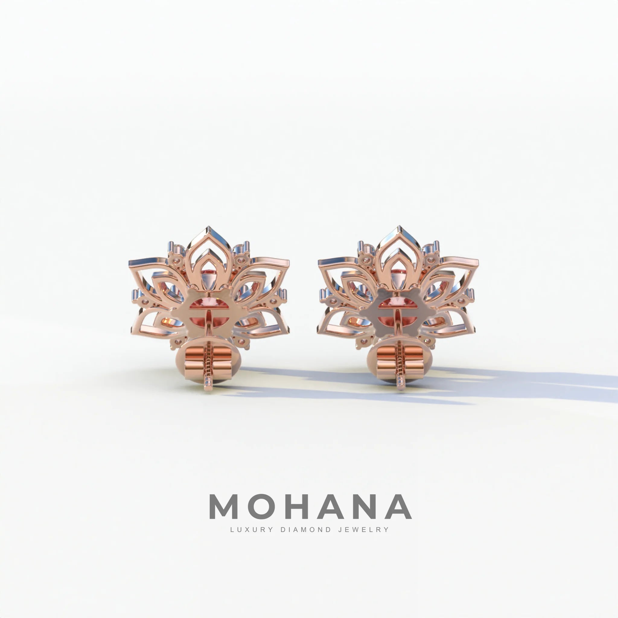 Daffodil - Pink Color Round Cut Diamond Earrings| Beautiful Claw Prong Setting | Certified