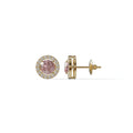 Ciera - Pink Color Round Diamond Stud Earrings | Halo Setting | Certified