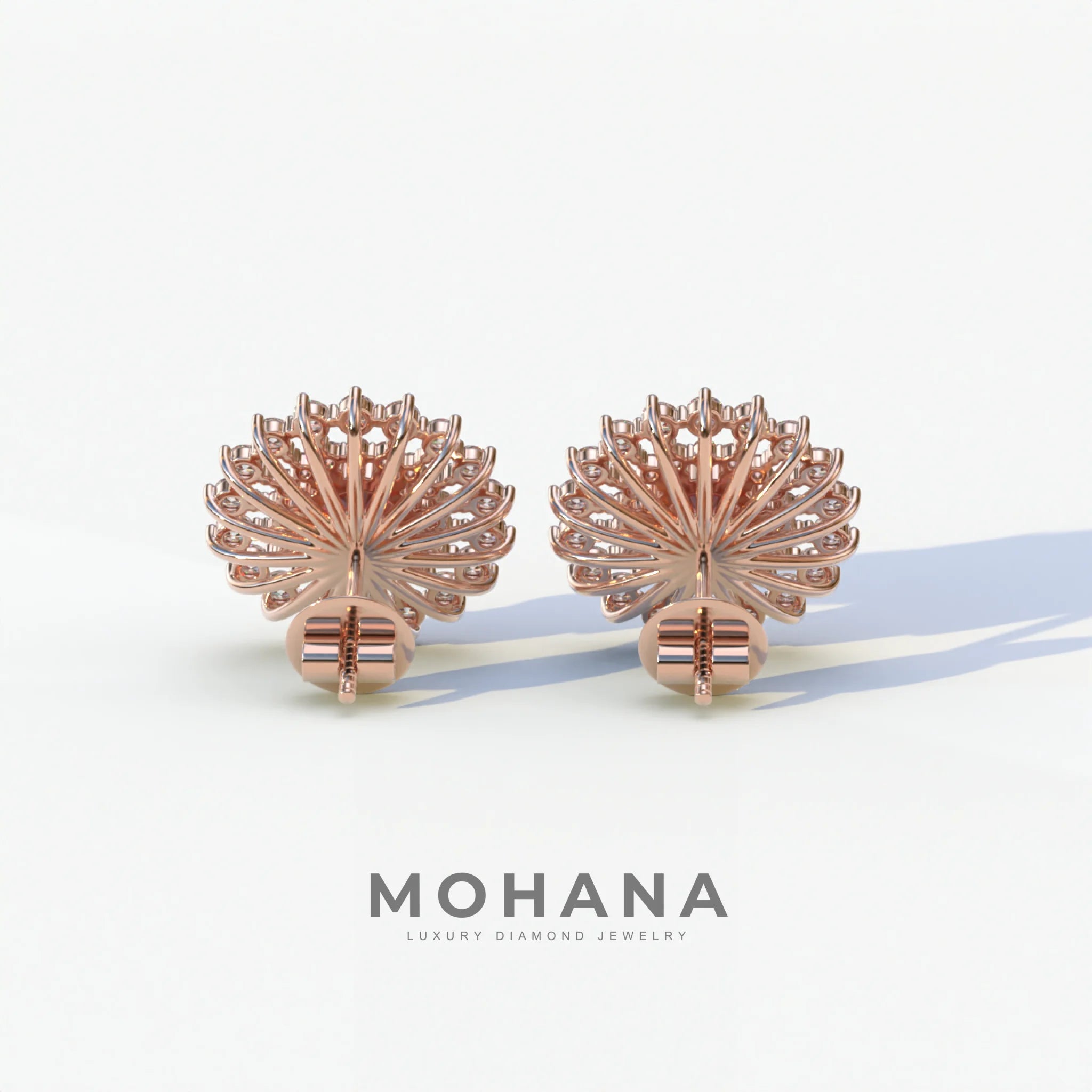 Aster - Pink Color Round Diamond Stud Earrings
