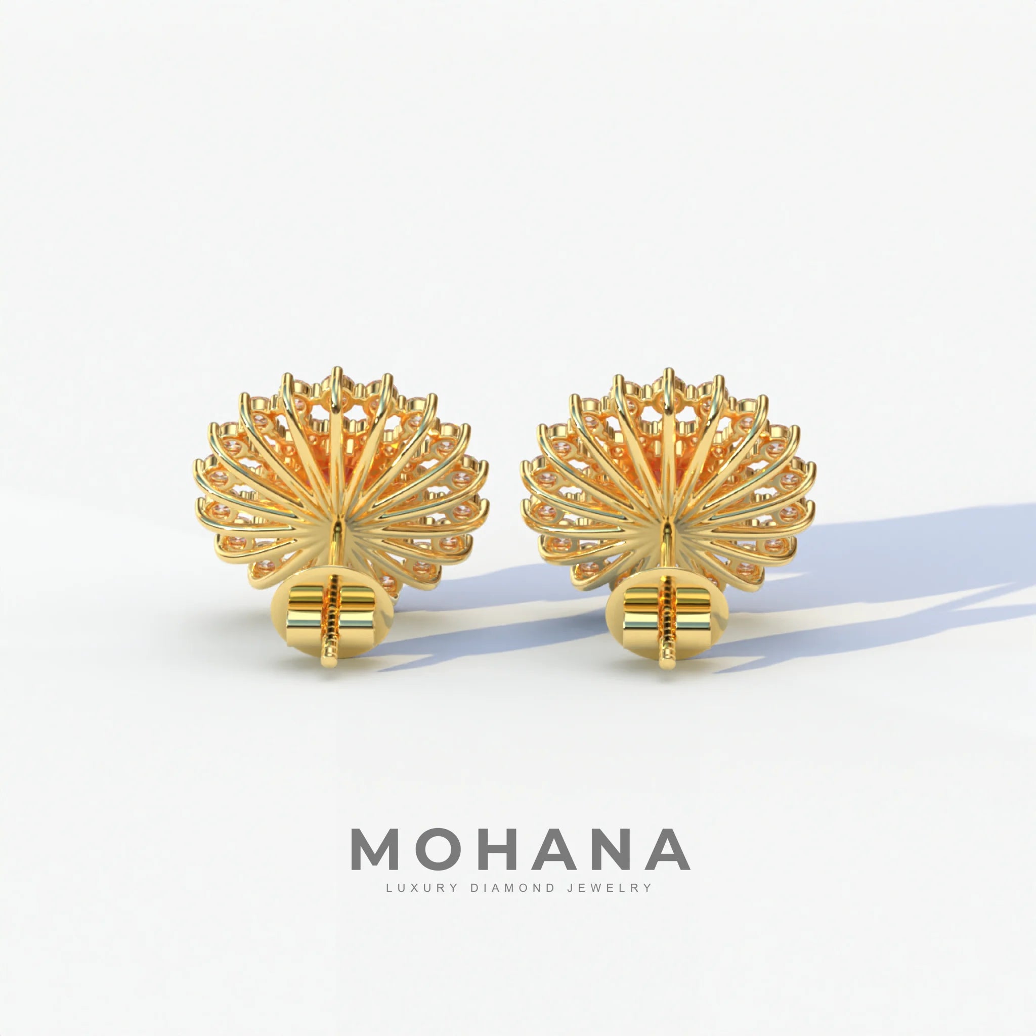 Aster - Pink Color Round Diamond Stud Earrings