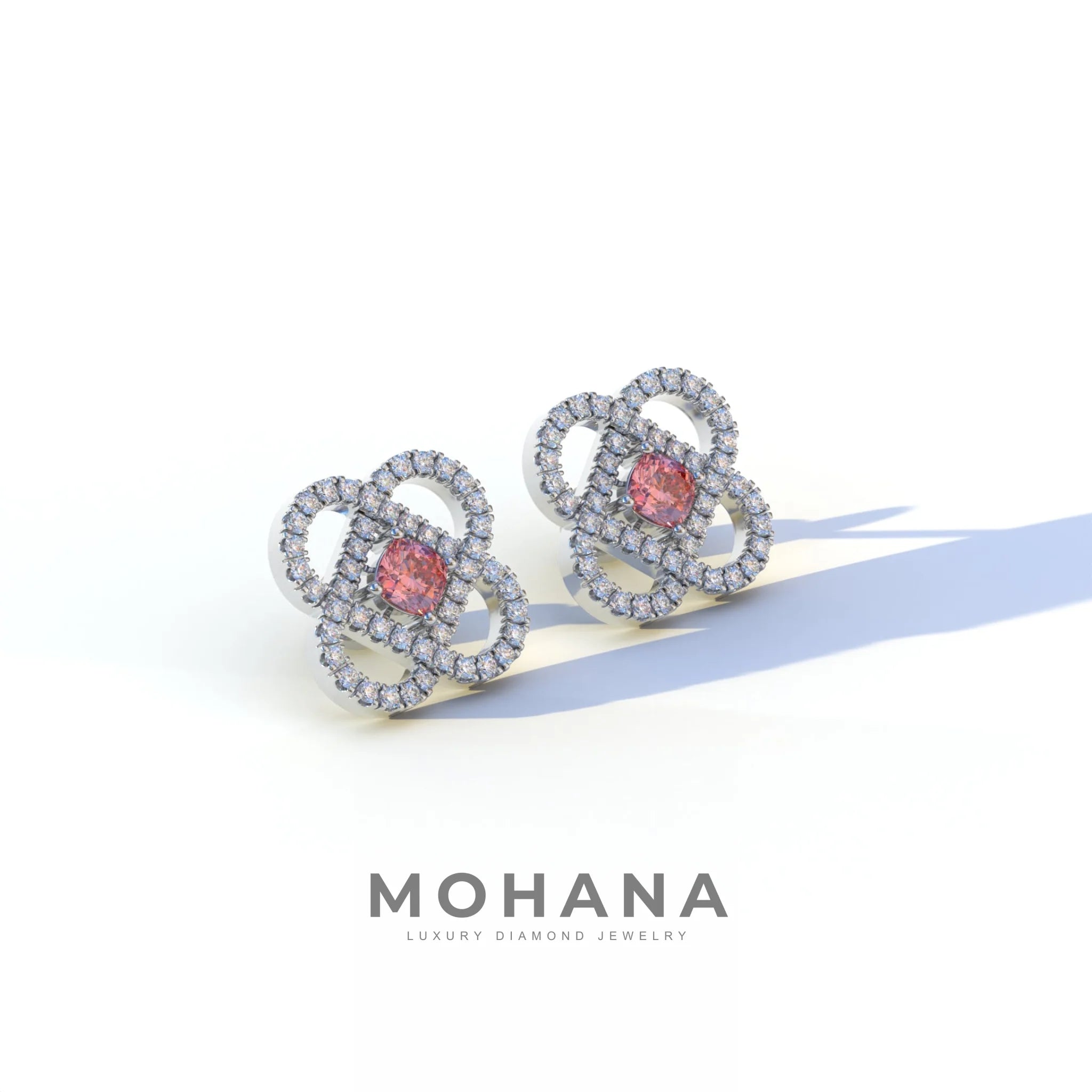 Pink Round Cut Lab Diamond Stud Earrings - Hanri Daussi