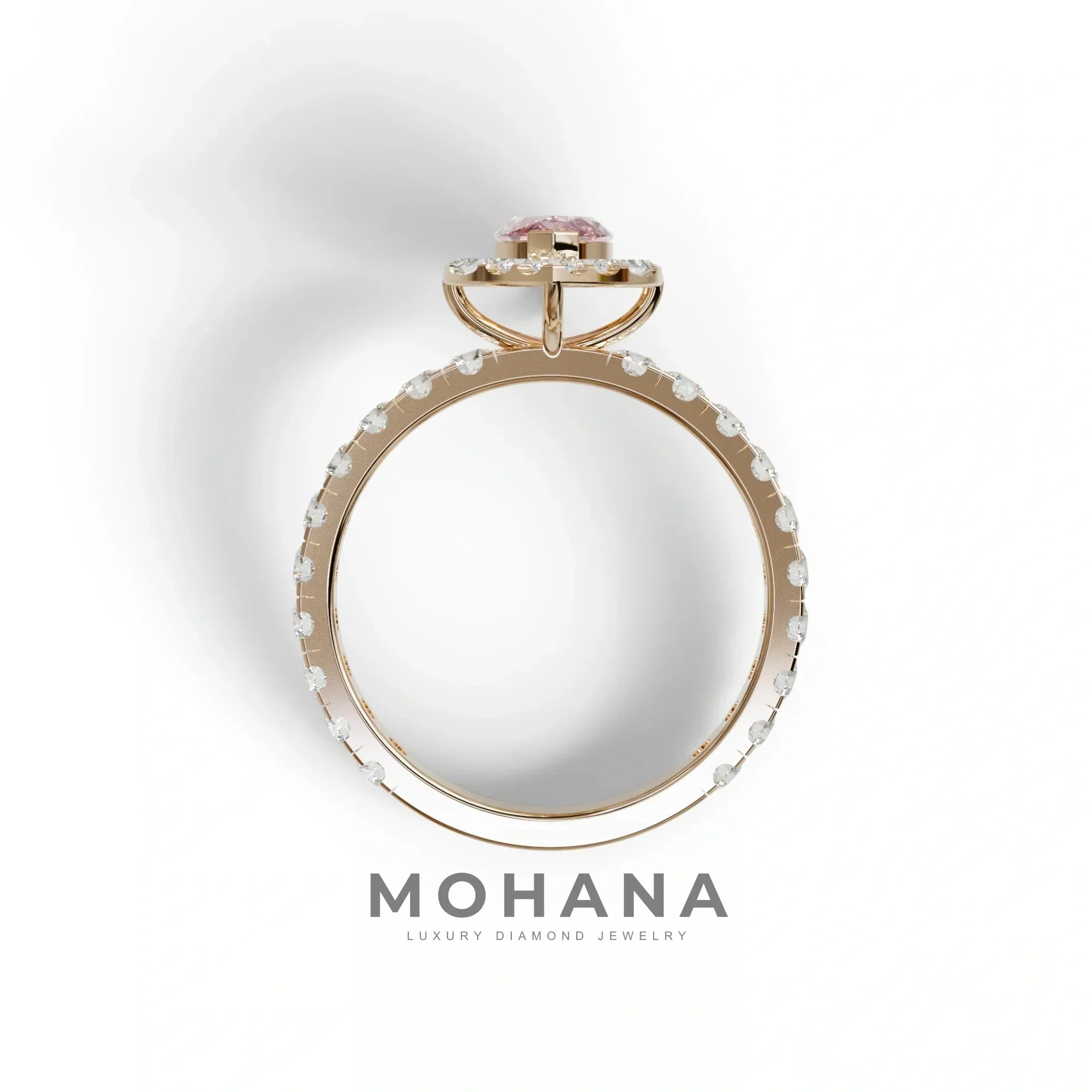 1 Carat Pink Marquise Halo Pave Lab Grown Diamond Ring - Luxe
