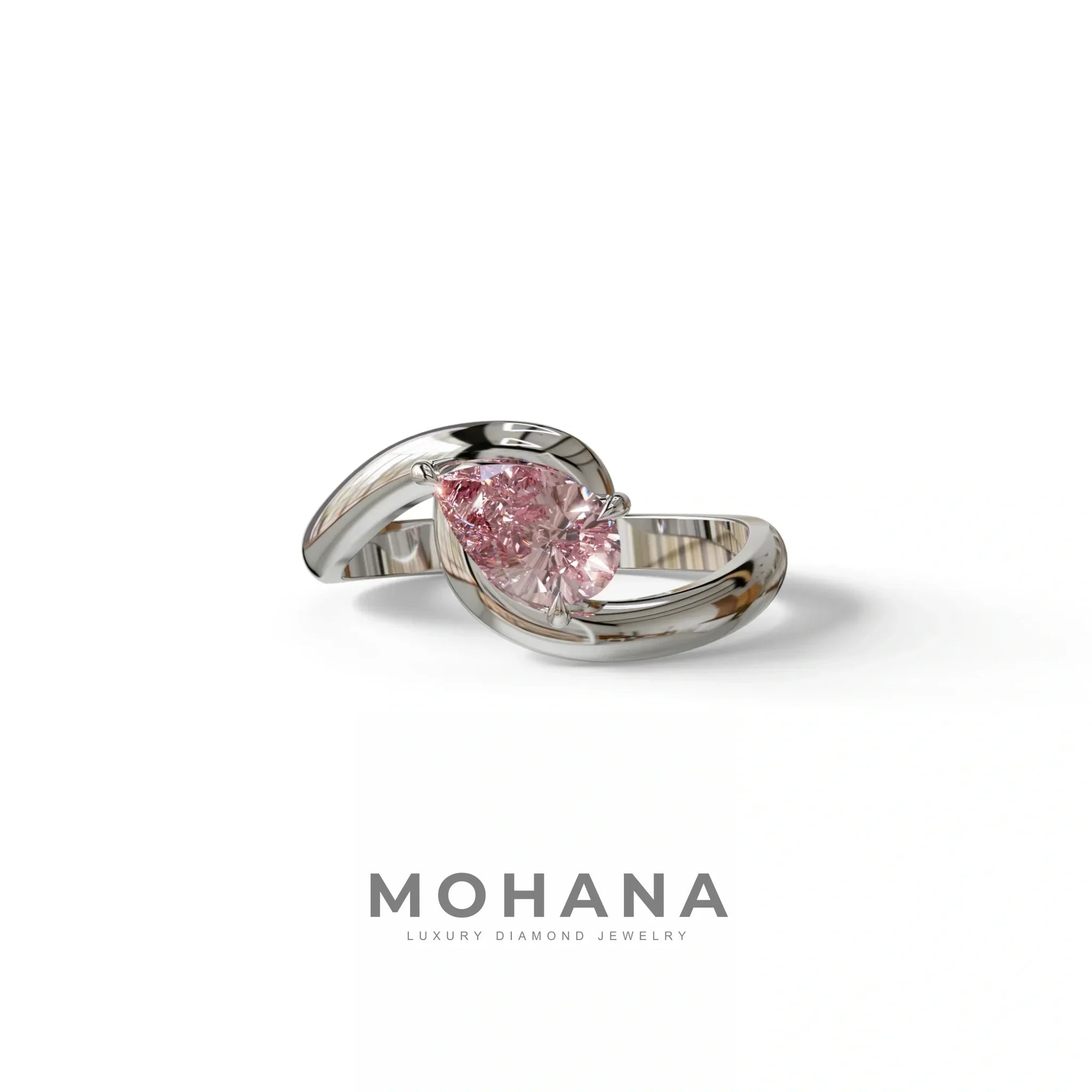 1 Carat Pink Pear Cut Solitaire Lab Grown Diamond Ring - Maniya - 10K Solid Gold / White Gold