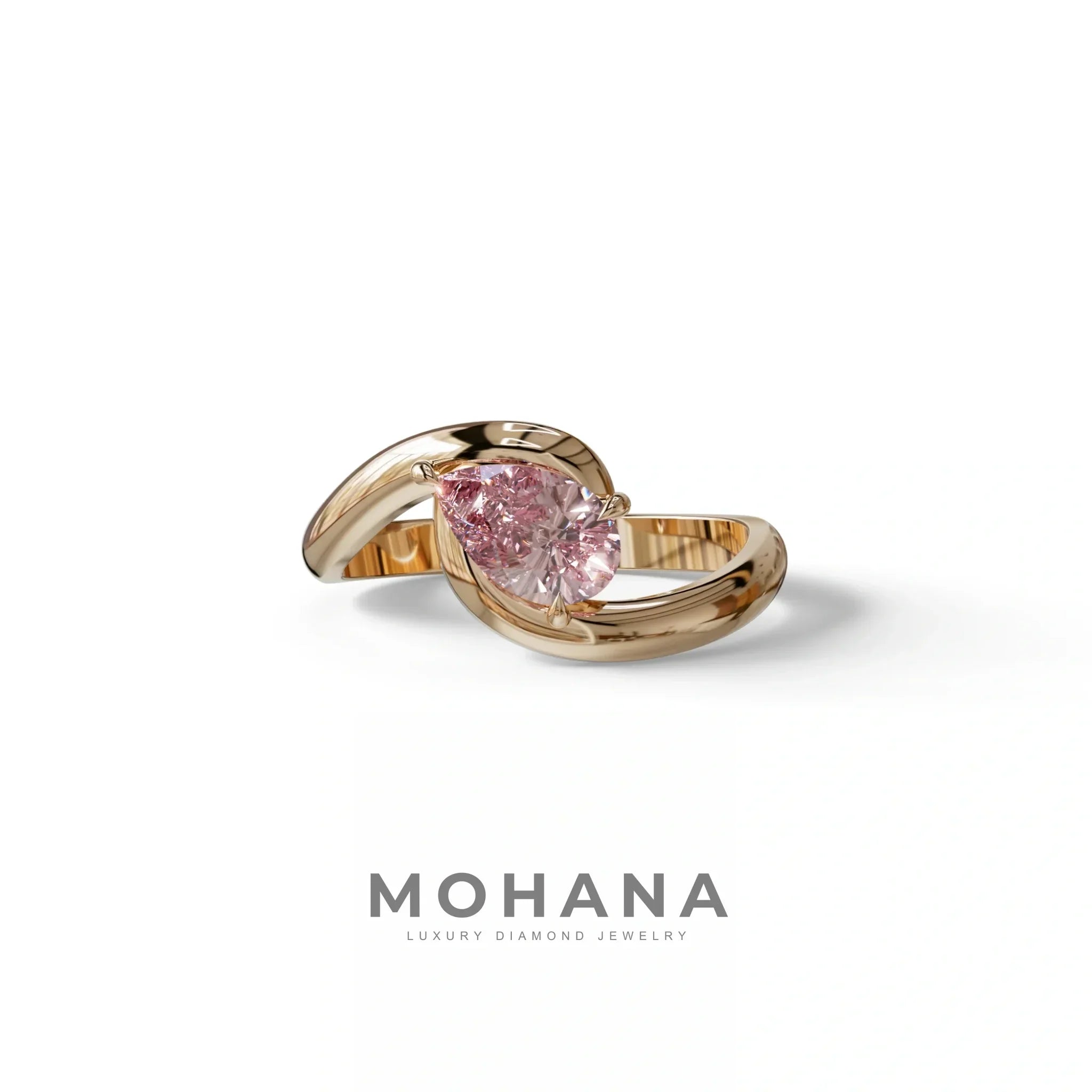 1 Carat Pink Pear Cut Solitaire Lab Grown Diamond Ring - Maniya - 10K Solid Gold / Rose Gold