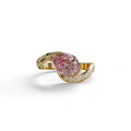 1 Carat Pink Pear Cut Unique Lab Grown Diamond Ring - Capricorn - 10K Solid Gold / Yellow Gold