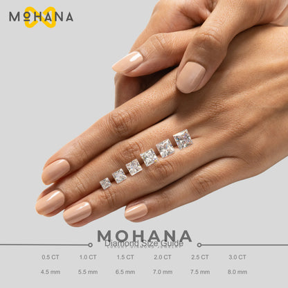 1 Carat Pink Princess Cut Lab Grown Diamond Halo Stud Earrings