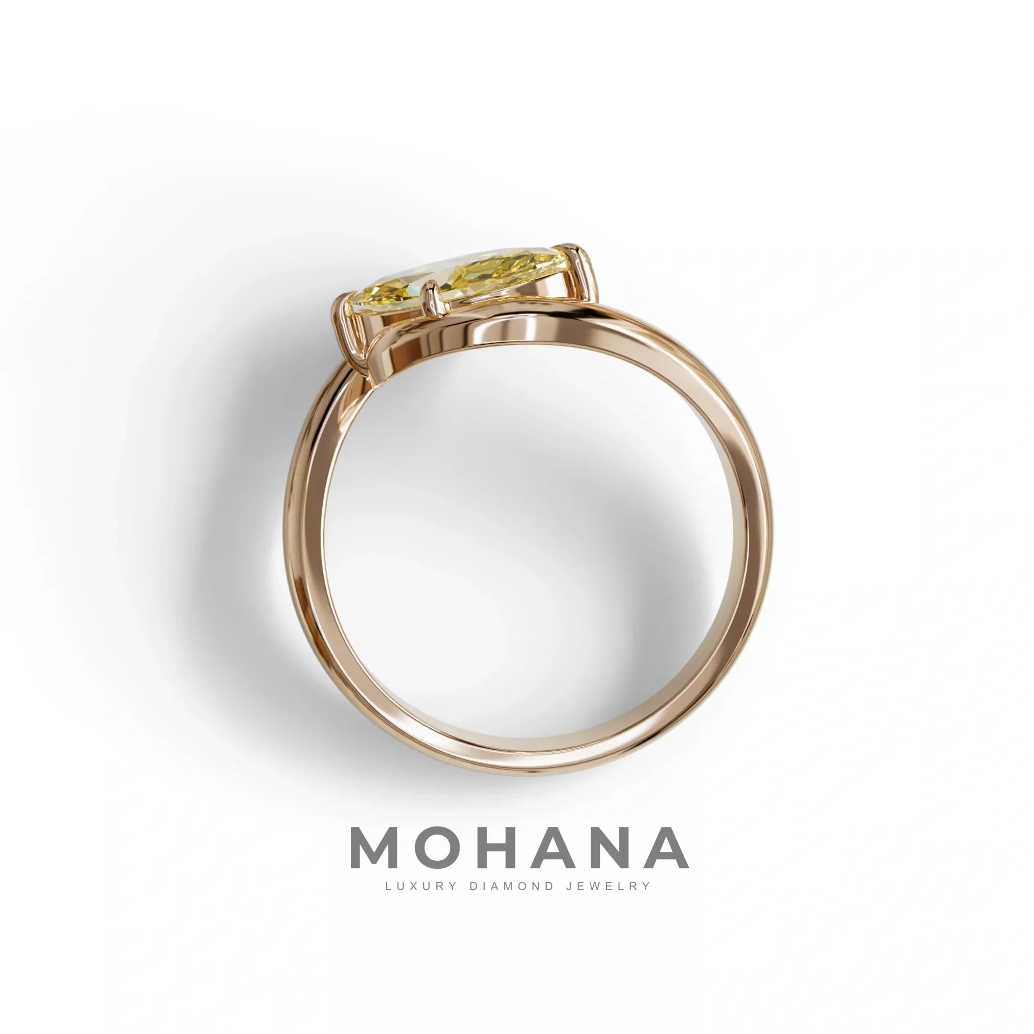 1 Carat Yellow Color Marquise Cut Lab Diamond Engagement Ring - Virgo