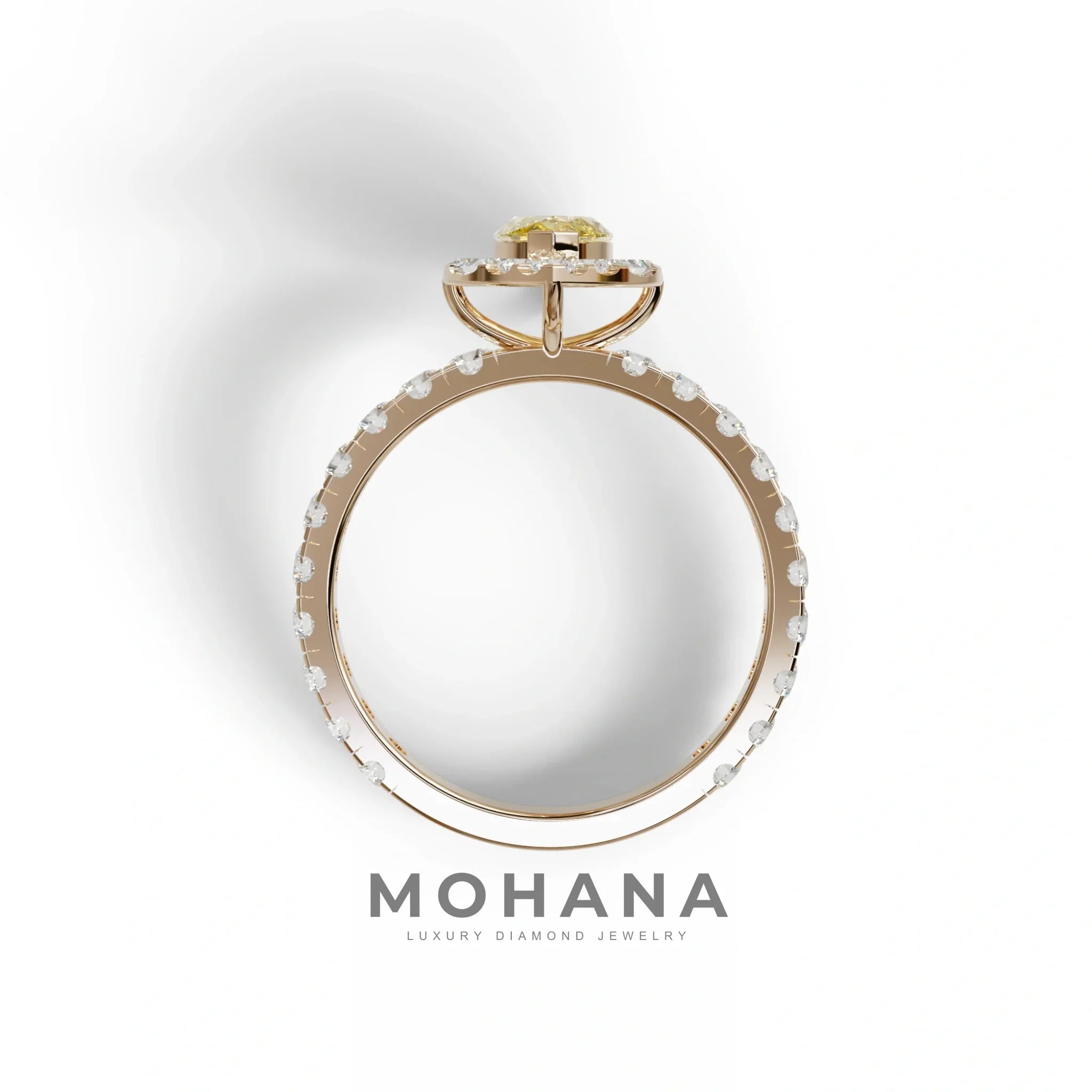 1 Carat Yellow Marquise Halo Pave Lab Grown Diamond Ring - Luxe