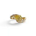 1 Carat Yellow Pear Cut Unique Lab Grown Diamond Ring - Capricorn - 10K Solid Gold / Yellow Gold