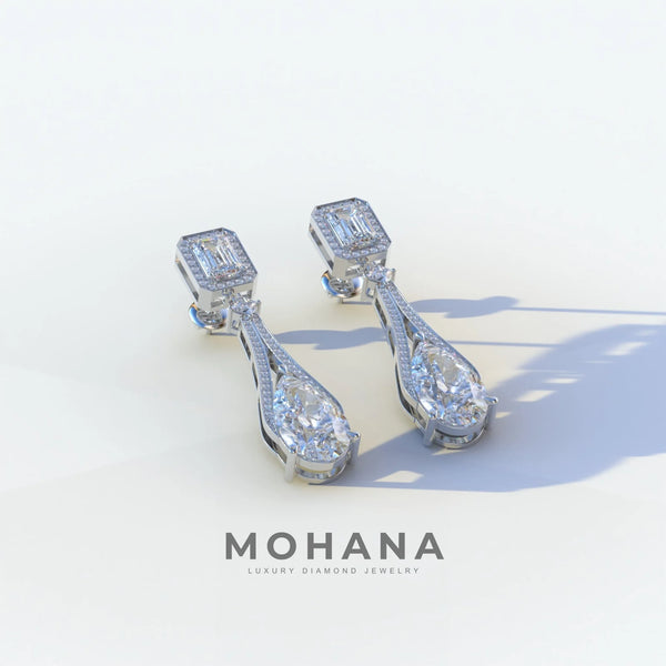 1 Carat Yellow Lab Grown Diamond Stud Earrings – Emerald Cut Halo alternate view
