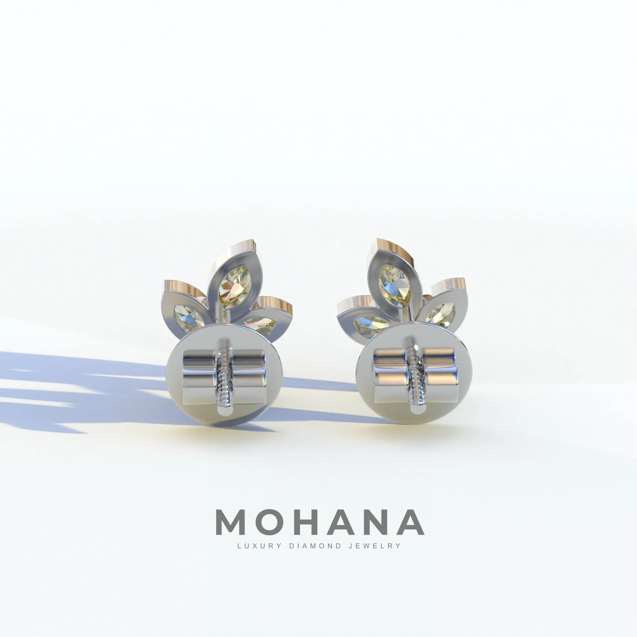 Le Petite - Marquise Yellow Lab Diamond Stud Earrings | Attractive Bezel Setting