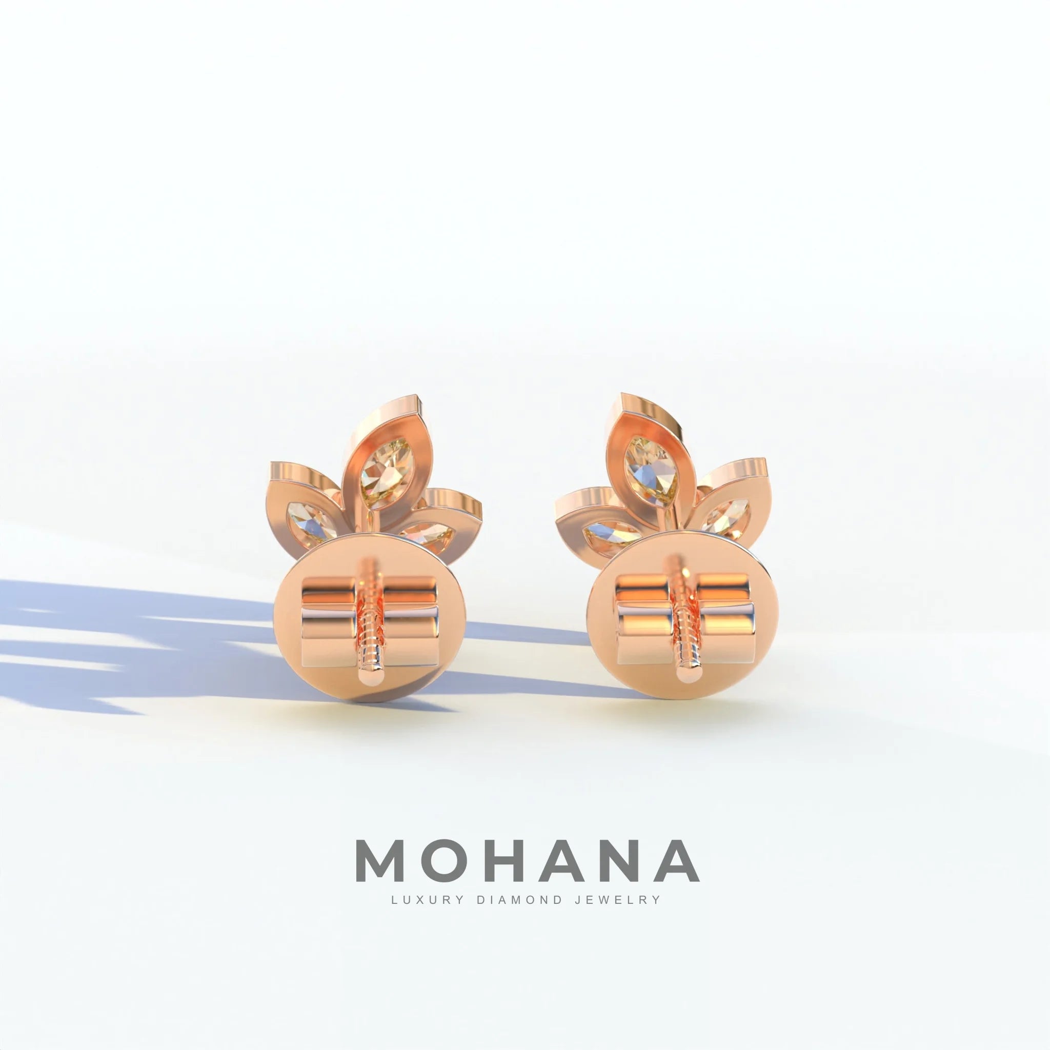 Le Petite - Marquise Yellow Lab Diamond Stud Earrings | Attractive Bezel Setting