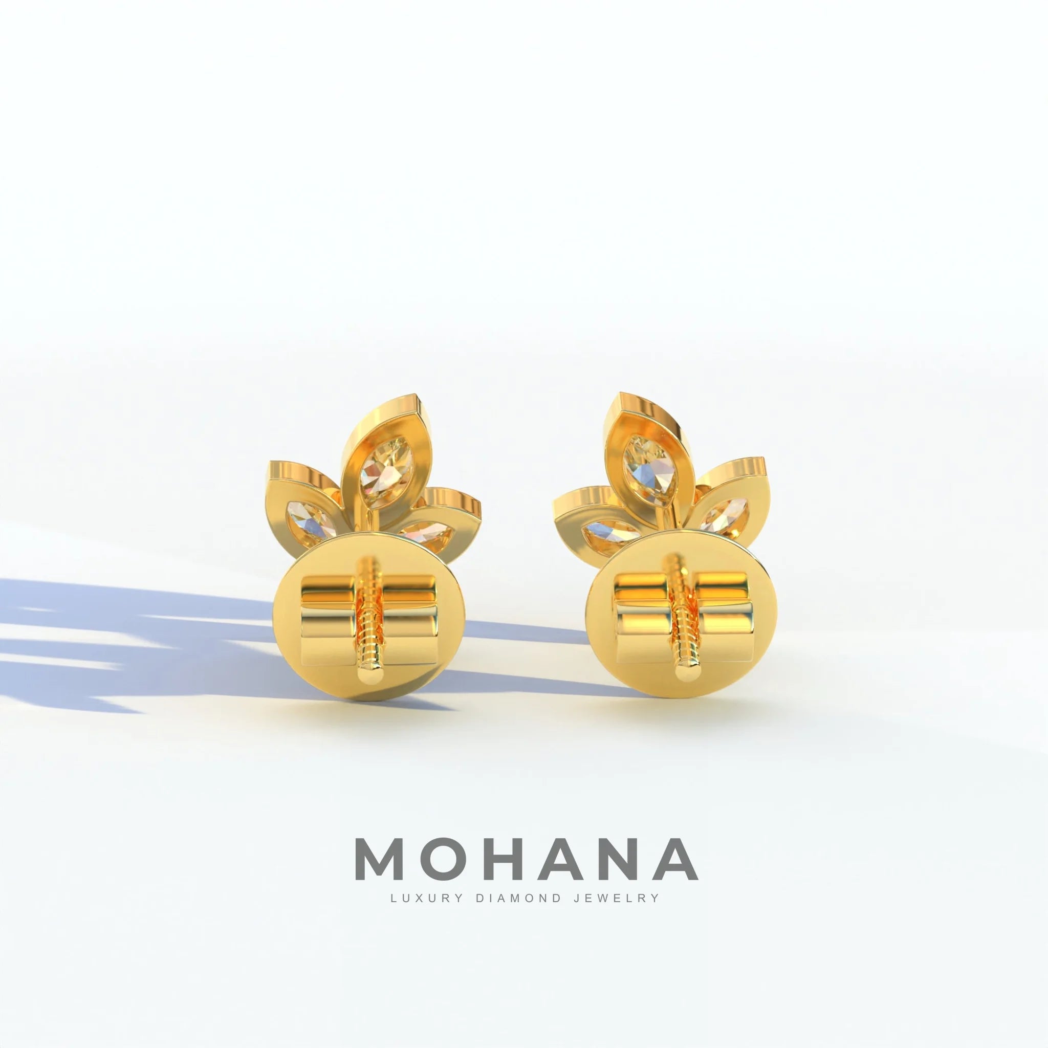 Le Petite - Marquise Yellow Lab Diamond Stud Earrings | Attractive Bezel Setting