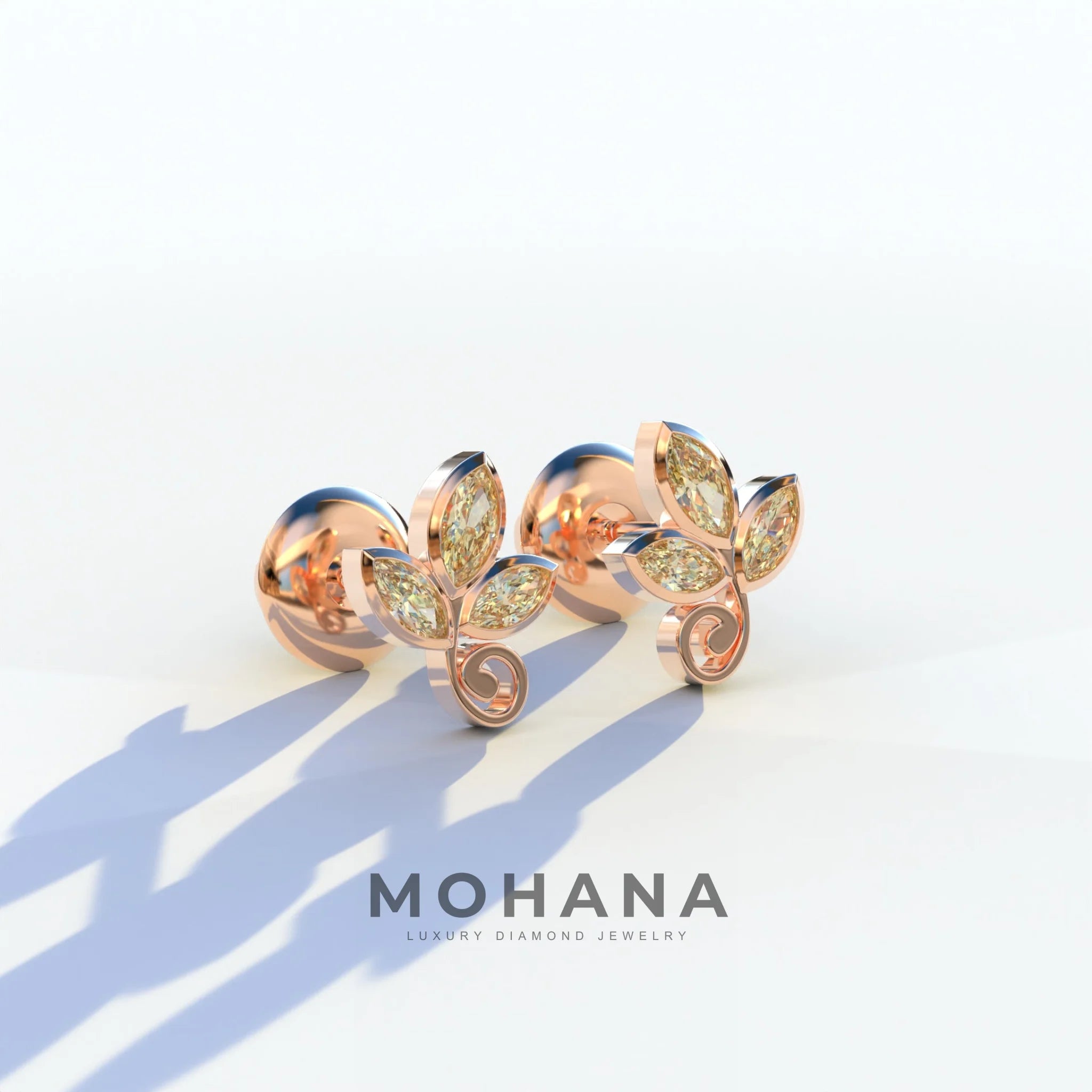 Le Petite - Marquise Yellow Lab Diamond Stud Earrings | Attractive Bezel Setting