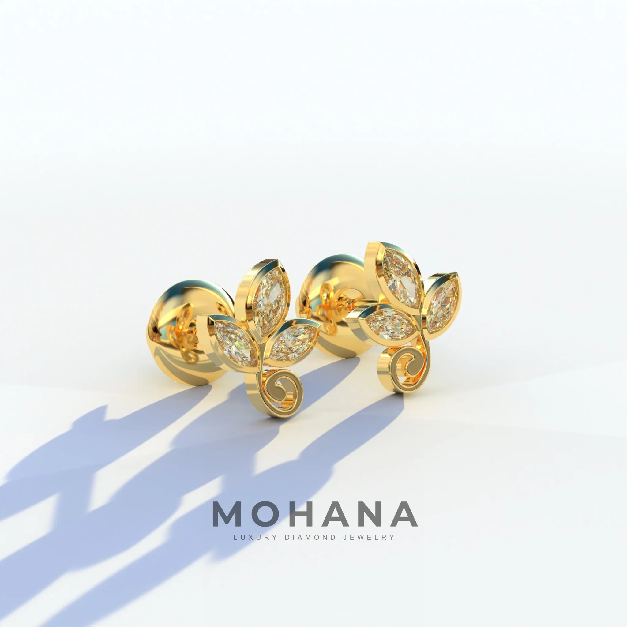 Le Petite - Marquise Yellow Lab Diamond Stud Earrings | Attractive Bezel Setting