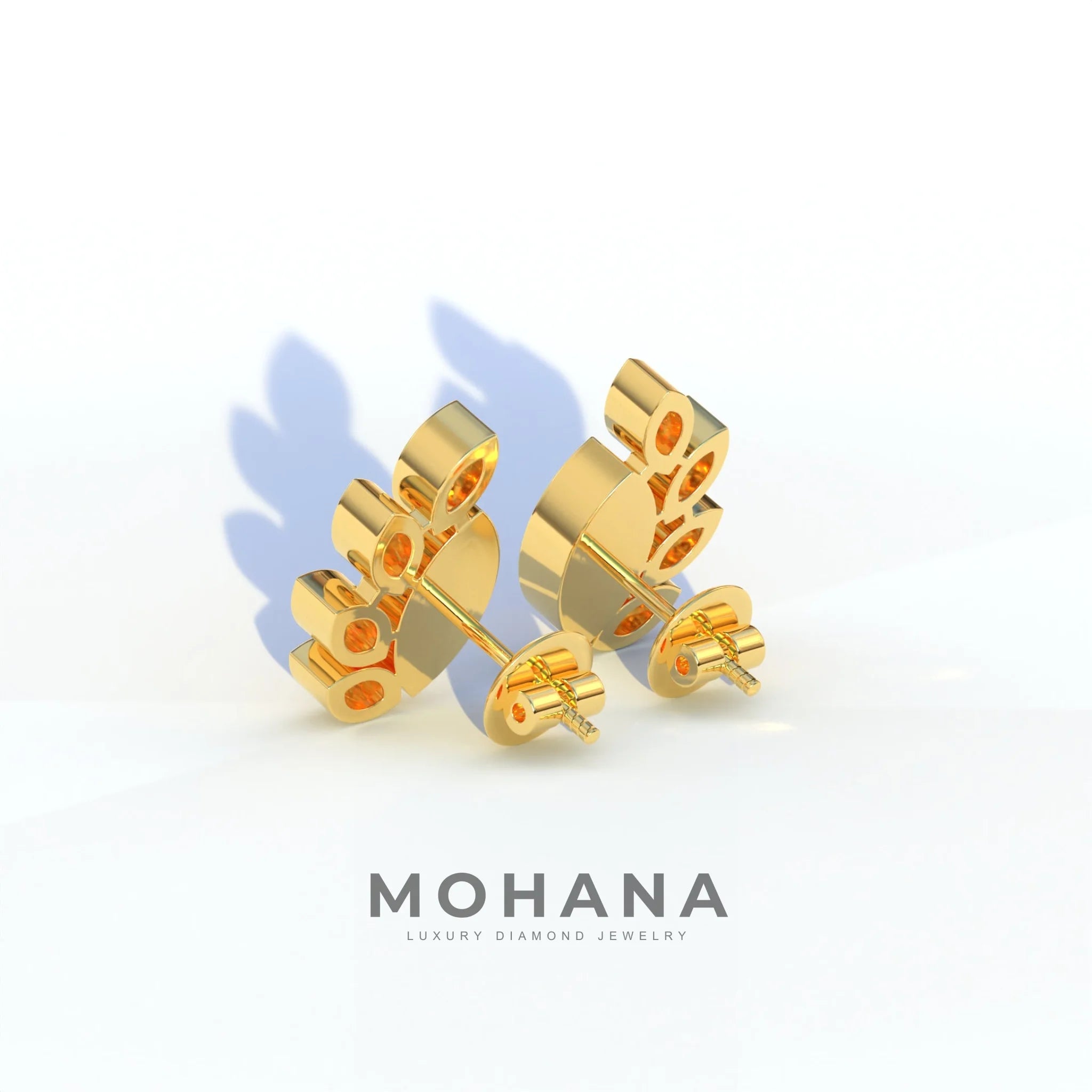 Yellow Marquise Cut Lab Diamond Stud Earrings | Stunning Bezel Setting - Gardenia Cluster