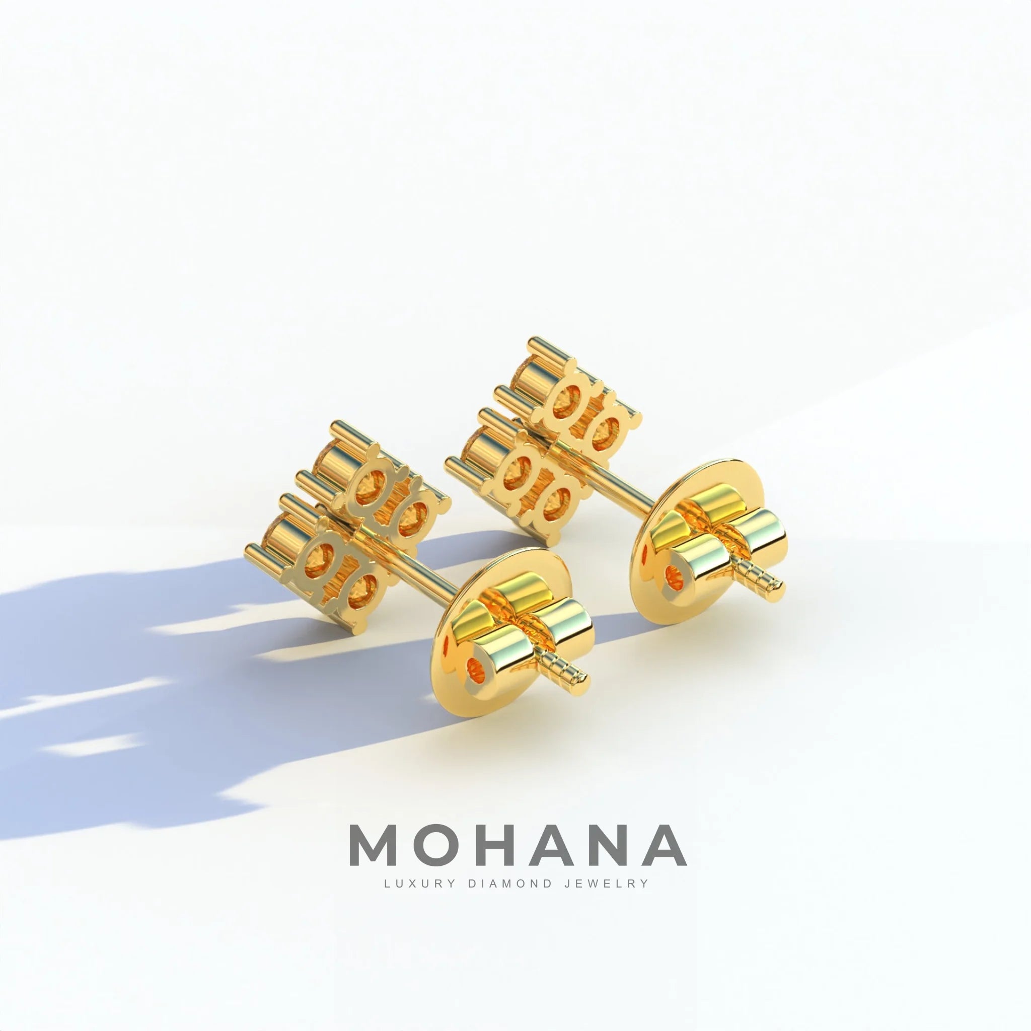 Yellow Round Cut Lab Diamond Stud Earrings | Cluster Setting - Rae Brilliance