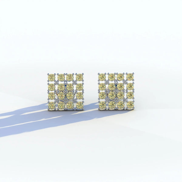 1 Carat Yellow Lab Grown Diamond Stud Earrings – Round Cut Cluster | Cindy