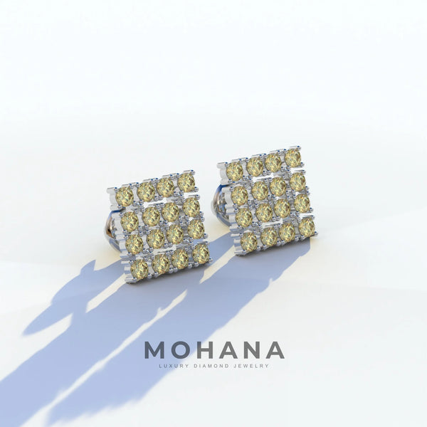1 Carat Yellow Lab Grown Diamond Stud Earrings – Round Cut Cluster | Cindy alternate view