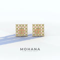 Yellow Round Cut Lab Diamond Cluster Setting Stud Earrings - Cindy - 10K Solid Gold / Rose Gold