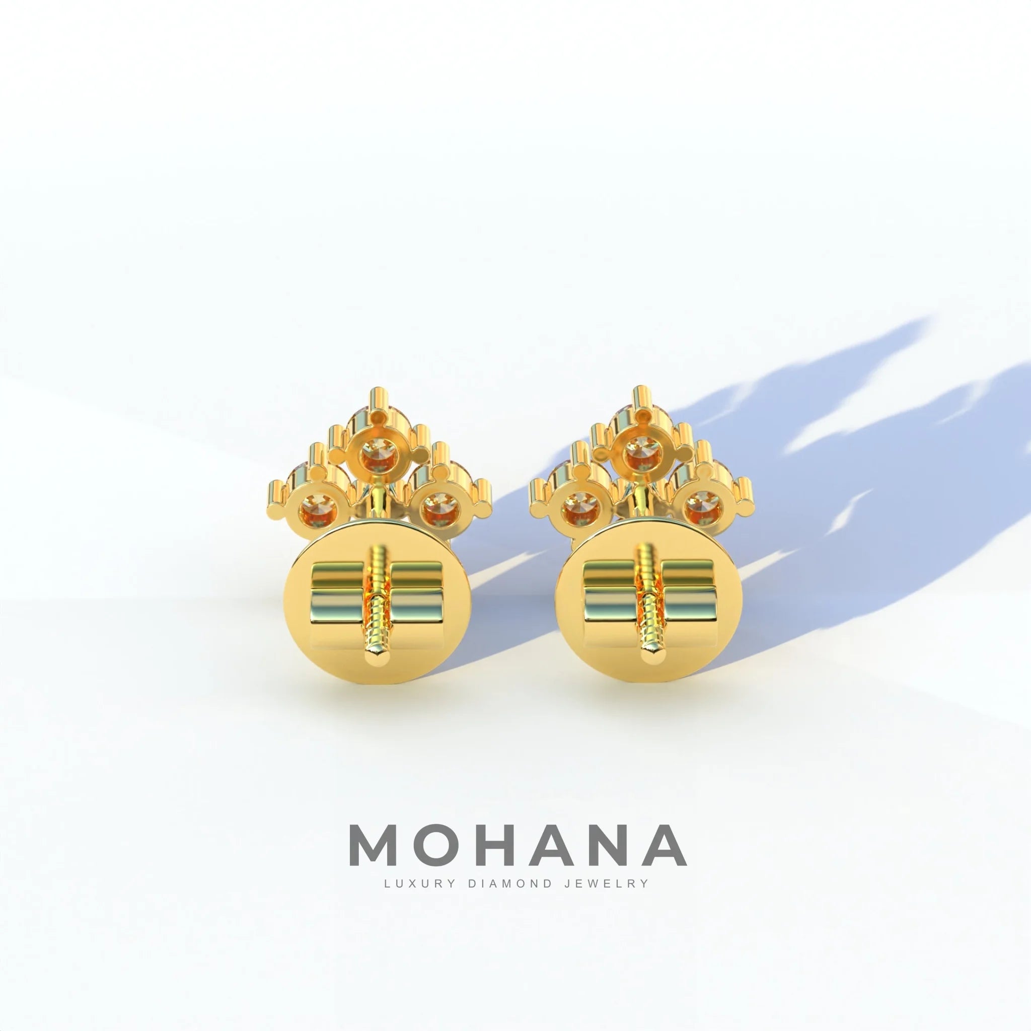 Yellow Round Cut Lab Diamond Stud Earrings | Cluster Setting - Rae Brilliance