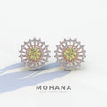 Aster - Yellow Color Round Diamond Stud Earrings - 10K Solid Gold / Rose Gold