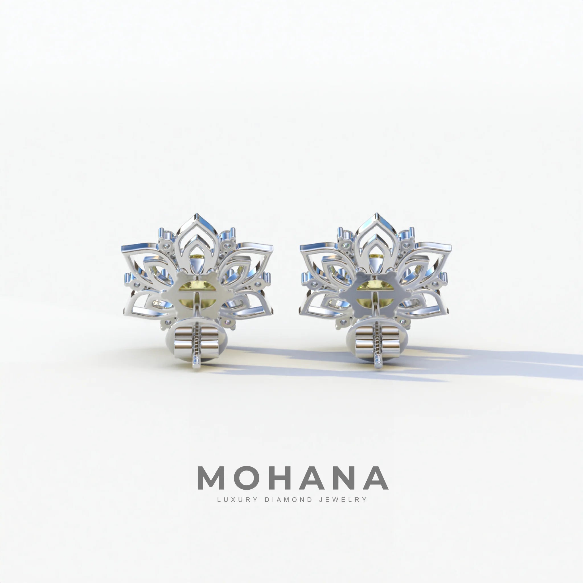 Daffodil - Yellow Color Round Cut Diamond Earrings| Beautiful Claw Prong Setting | Certified